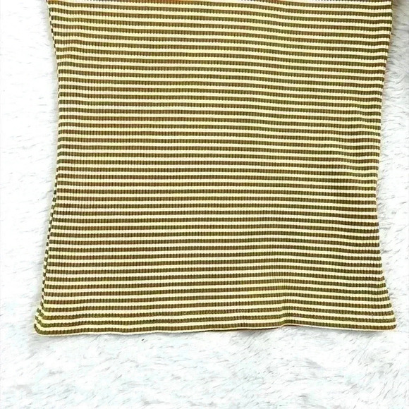 O’Neill Mustard Yellow & White Pinstripe Off Shoulder Ribbed Cropped Top Size L - Picture 6 of 12